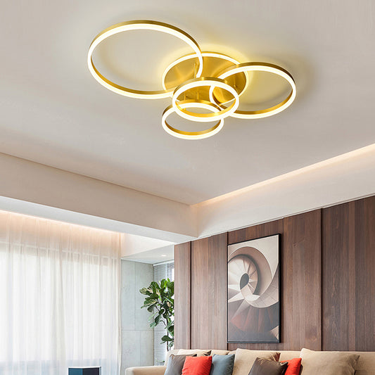 Modern Round LED Chandelier Ceiling Light  5 Circle Dimmable