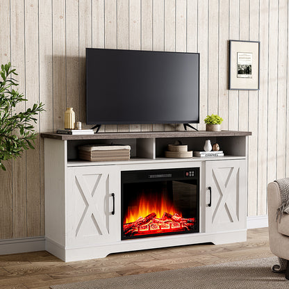 Recessed Electric Fireplace TV Stand with Timer and Remote