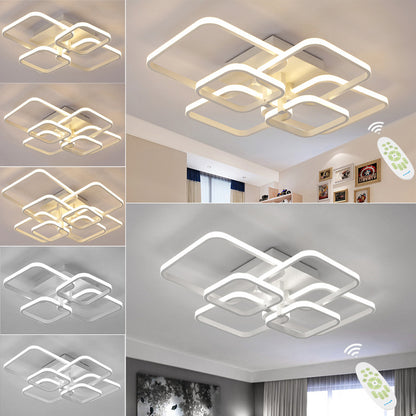 Dimmable 4/6/8-head square LED chandelier ceiling light with remote control