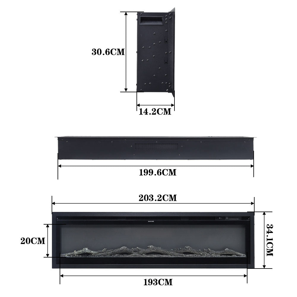 80 Inch Wall Mounted Freestanding Electric Fireplace with Remote 12 Flame Colours