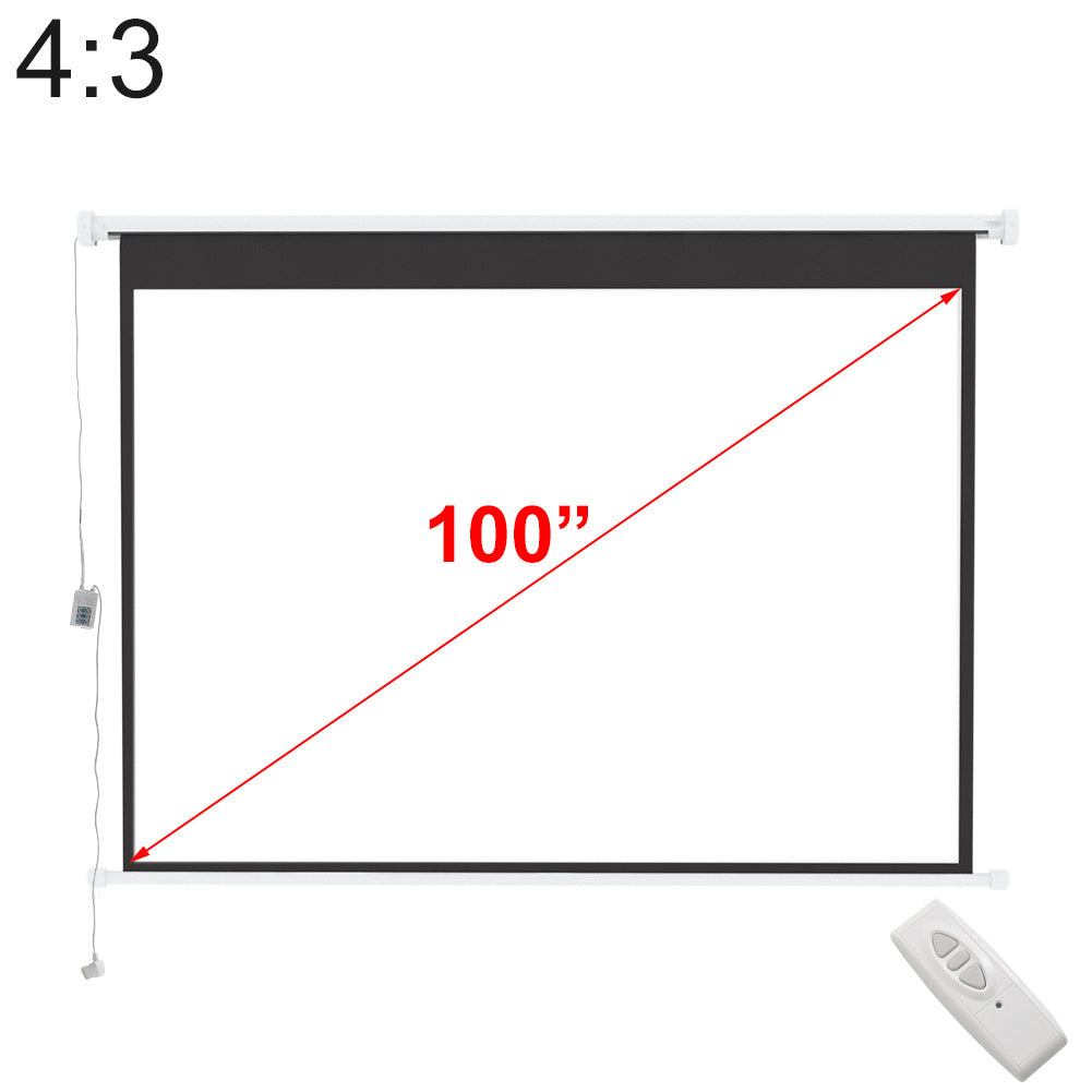 100 Inch Electric Projector Screen Matte White HD for Home Cinema