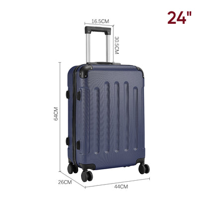 Blue 24 inch Hardside Travel Suitcase with Combination Lock