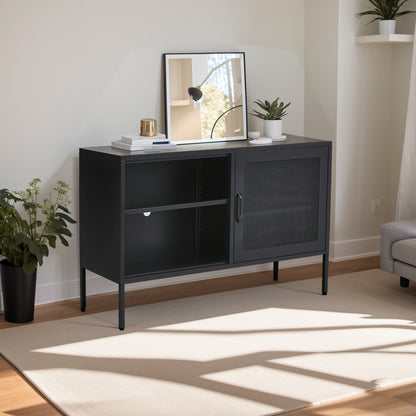 Metal Storage Sideboard Cabinet TV Stand Black