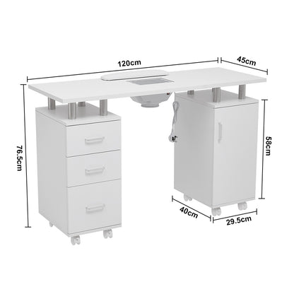 White Professional Manicure Table Nail Desk with Dust Collector