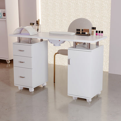 White Professional Manicure Table Nail Desk with Dust Collector