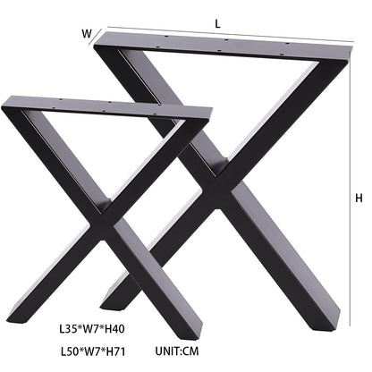 Set of 2 Metal Table Bench Legs Frames XShape Steel Base Stands, 35x40CM