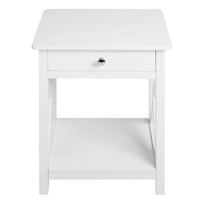 Modern Side Table Nightstand with Drawer White