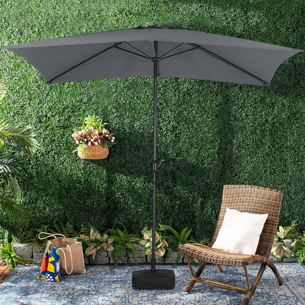 2x3M Large Square Garden Parasol Outdoor Beach Umbrella Patio Sun Shade Crank Tilt No Base Black