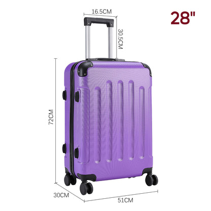 Purple 28 inch Hardside Travel Suitcase with Combination Lock