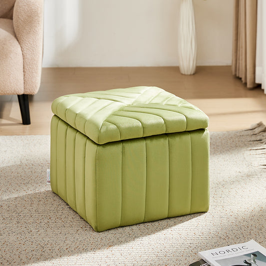 Upholstered Velvet Storage Ottoman Footstool,Green