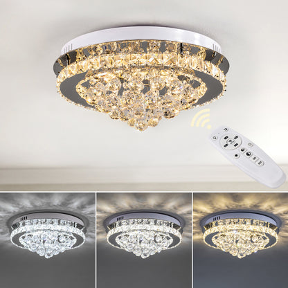 Modern Round LED Ceiling Light Crystal Chandelier Lamp, 40CM Dimmable