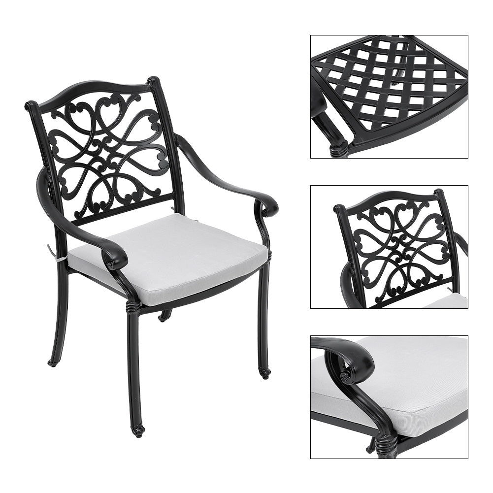 4Pcs Aluminum Outdoor Patio Dining Armchair with Cushion