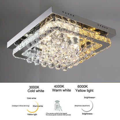 40CM Square LED Crystal Chandelier Pendant Ceiling Light Dimmable