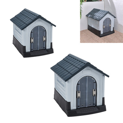 Grey Weatherproof Plastic Dog House Kennel