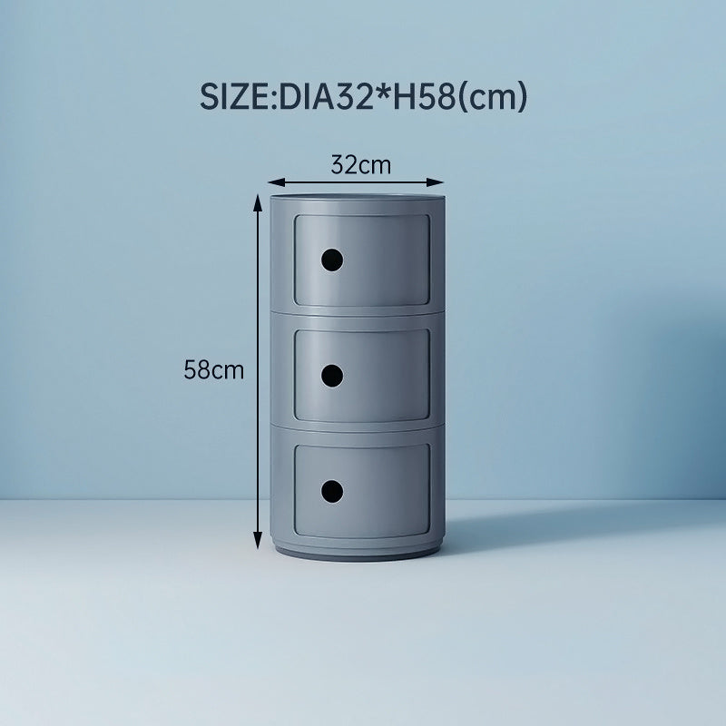 32cm Cylindrical 3 tiered Drawer Storage Drawer Unit,Grey