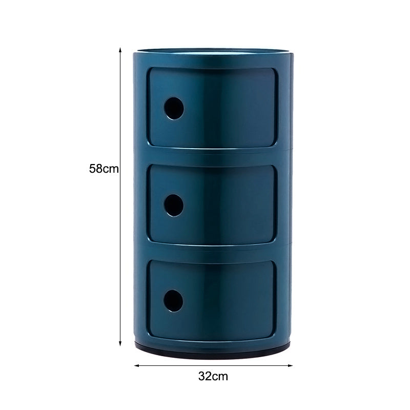 32cm Cylindrical 3 tiered Drawer Storage Drawer Unit Green