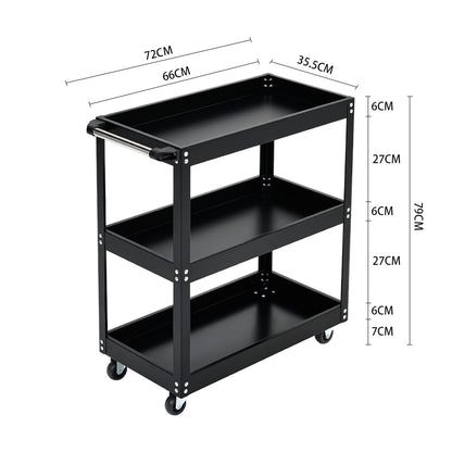 3Tier Rolling Tool Trolley with Lockable Drawer