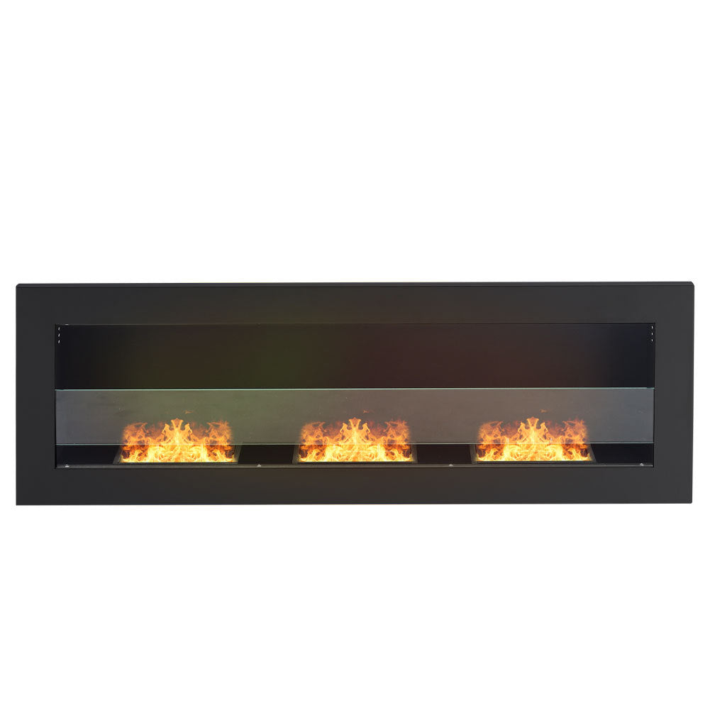 Indoor Wall Mounted Recessed Bio Ethanol Fireplace 120CM Black