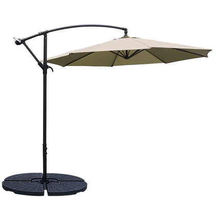 3M Banana Parasol Patio Umbrella Sun Shade Shelter with Fanshaped Base, Taupe