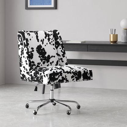 Velvet Office Chair Black and white spots 5-Claw Metal Legs