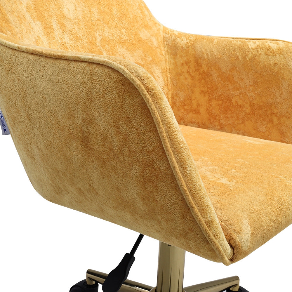 Velvet Upholstered Home Office Swivel Task Chair Yellow