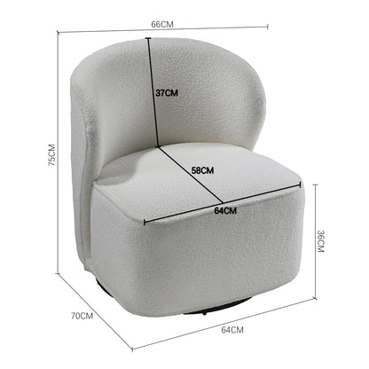 White 66cm W Chic Upholstered Swivel Chair