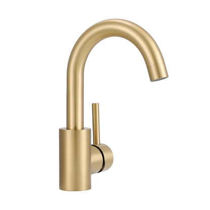 Gold 23cm Arc Single Handle Faucet with Swivel Spout