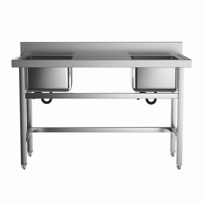 Commercial Work Sink 2 Compartment Stainless Steel with Left Drainboard