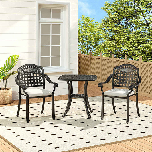 Black Outdoor Bistro Table and Chair Furniture Set