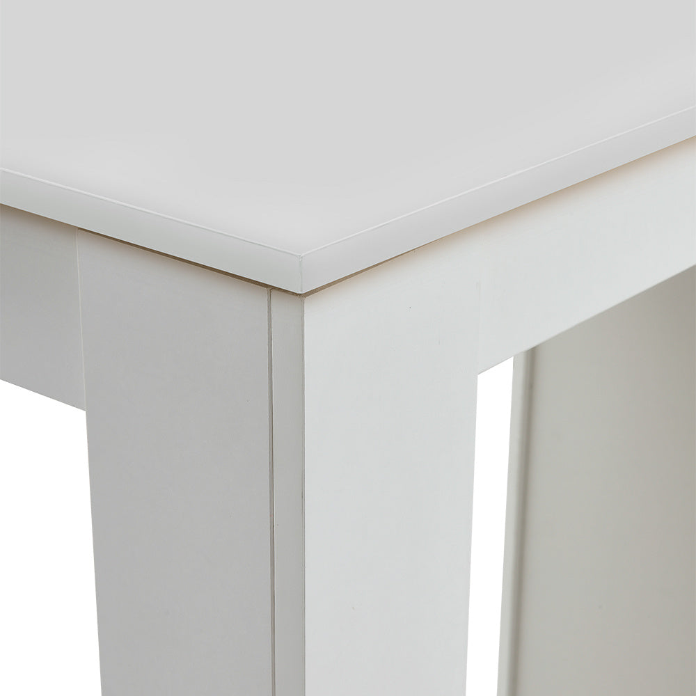 White Wooden Bar Table with Open Shelves White Table Top