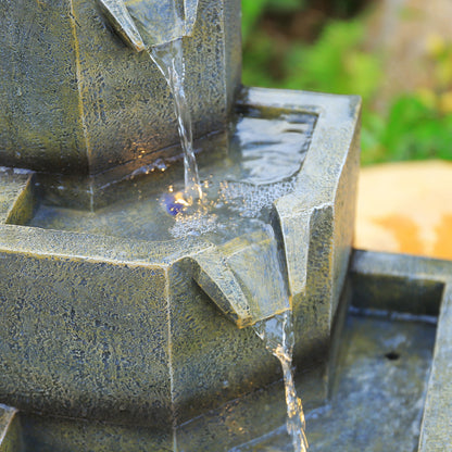 Multi-Tier Modern Garden Fountain with LED Lights