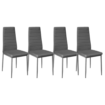 Set of 4 PU Leather Padded Seat Metal Legs Dining Chair Grey