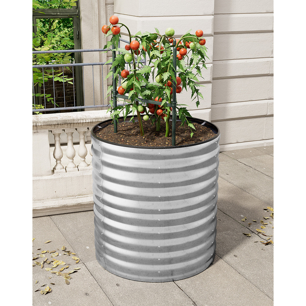 Silver 80cm Round Galvanized Steel Raised Garden Bed