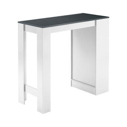 White Wooden Bar Table with Open Shelves,Black Table Top