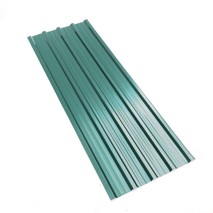12pcs Metal Steel Corrugated Roof Sheets Roofing Cladding Garage, Green