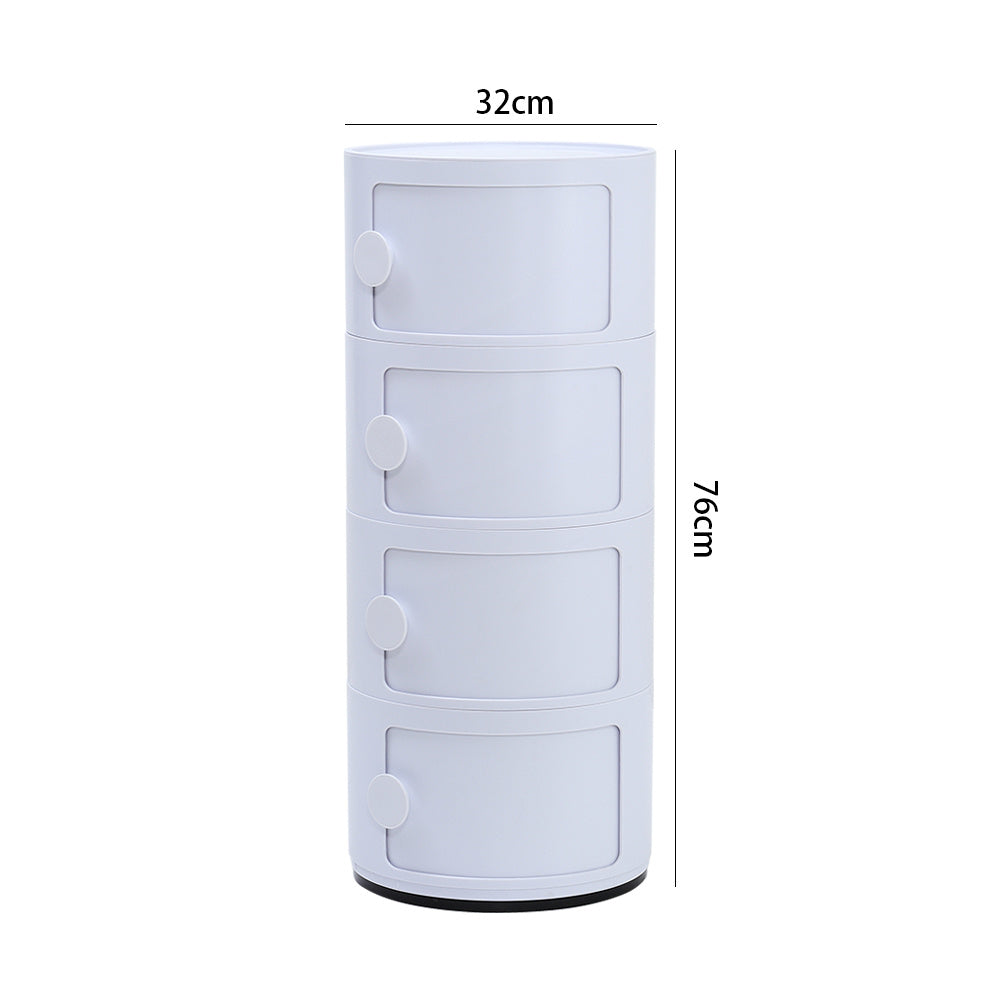 White 76cm Round 4 tiered Drawer Storage Unit Organizer