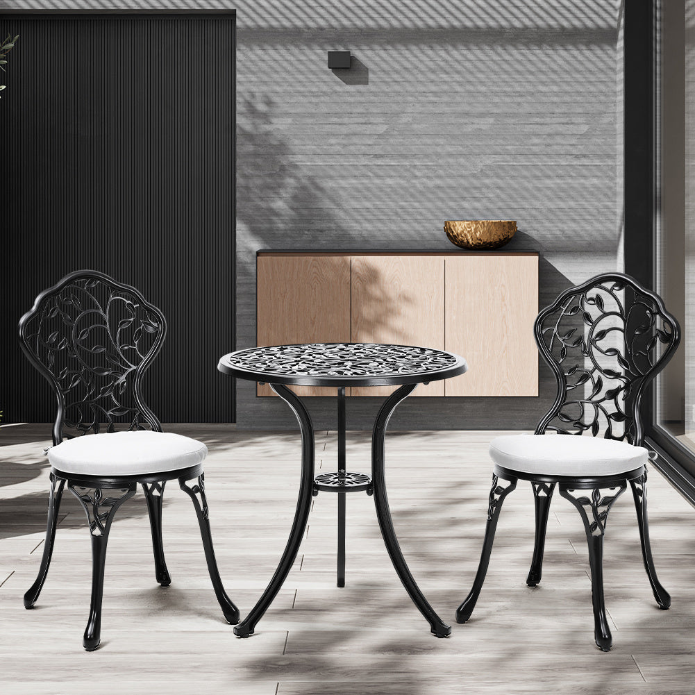 3pcs Cast Aluminum Bistro Table and Chairs Set