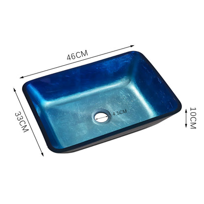 Rectangular Tempered Glass Countertop Basin 46 x 33cm