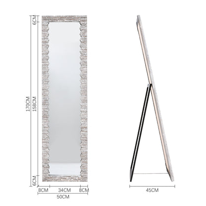Modern Grey Wooden Frame Full Length Floor Mirror
