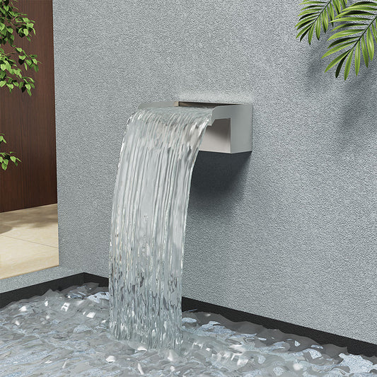 Silver 20cm Garden Pool Stainless Steel Waterfall