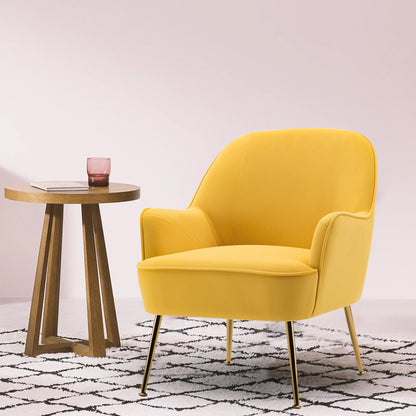 Leisure Velvet Armchair, Yellow