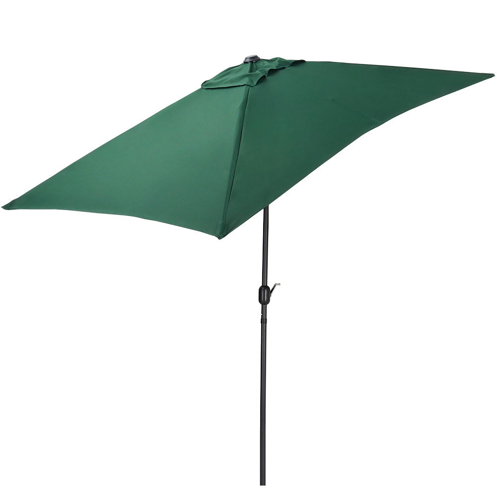 2x3M Parasol Umbrella Patio Sun Shade Crank Tilt with Round Base, Dark Green