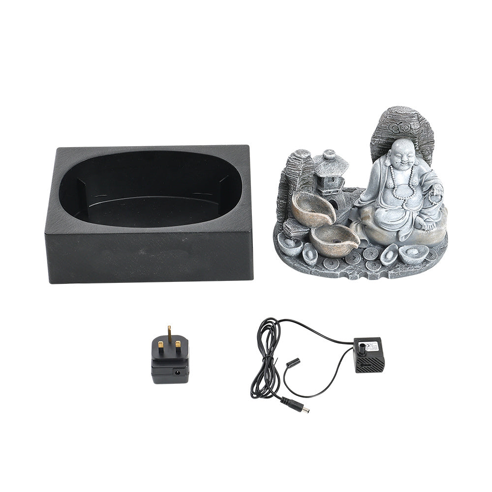 Tabletop Happy Sitting Buddha Fountain with LED Light