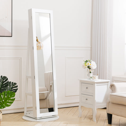 161 H Rotating Jewelry White Armoire with Mirror