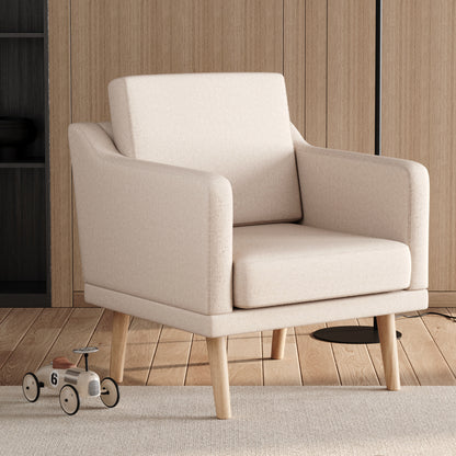 Beige Linen Upholstered Padded Armchair