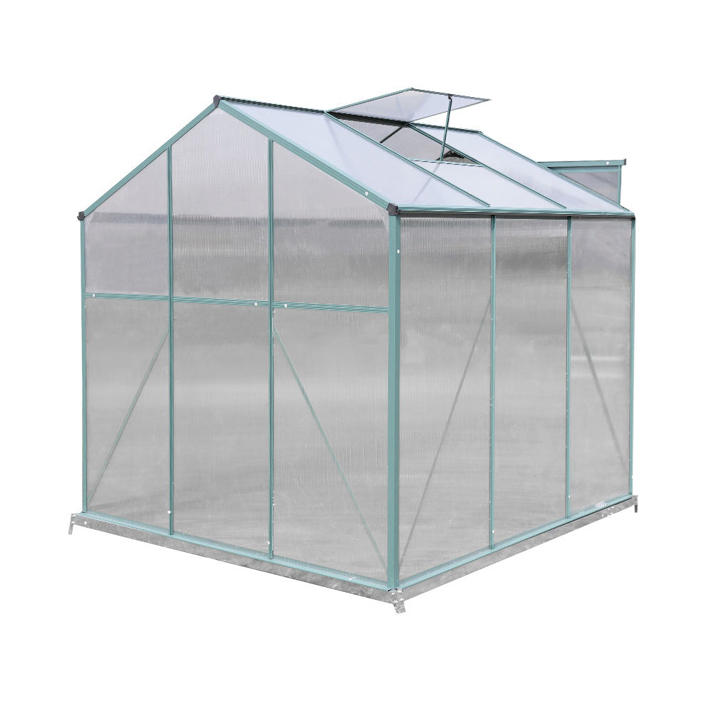 6ft x 6ft Garden Greenhouse Aluminium Polycarbonate Green Plant Housing With Vents