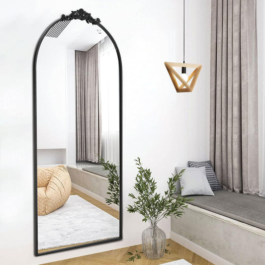 Black Vintage-Inspired Black Metal Framed Accent Mirror