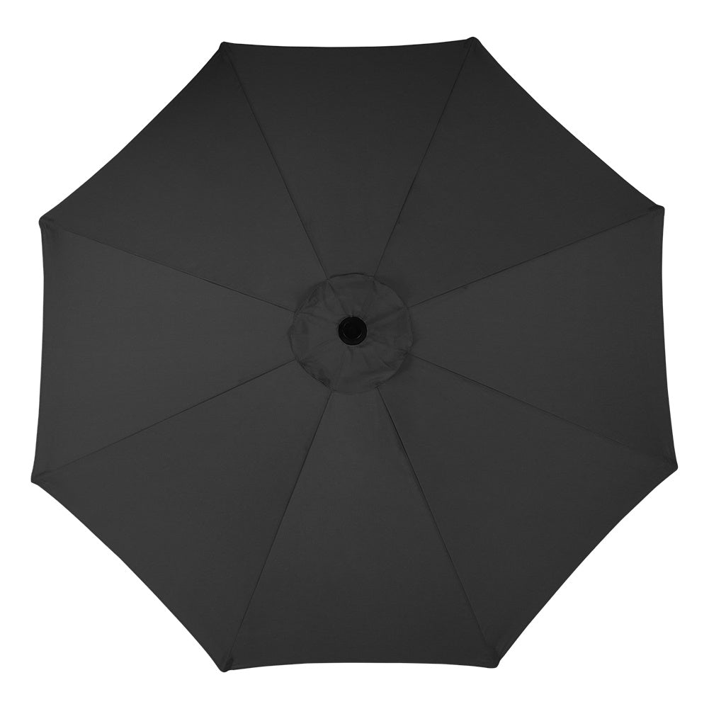 3M Black Parasol Umbrella Patio Sun Shade Crank Tilt with Round Base