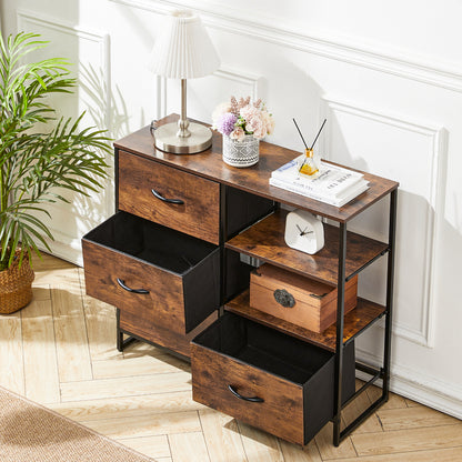 Medieval Style Wooden Storage Cabinet with Four Drawers