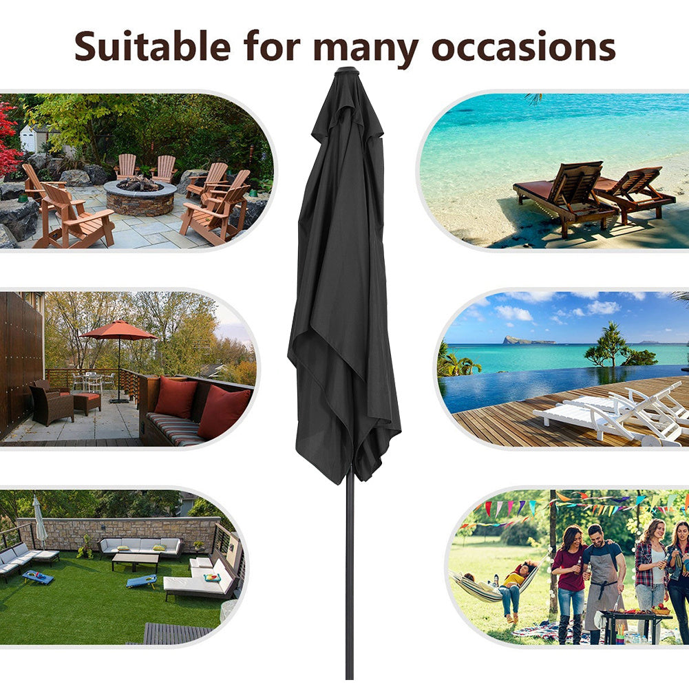 2x3M Large Square Garden Parasol Outdoor Beach Umbrella Patio Sun Shade Crank Tilt No Base Black